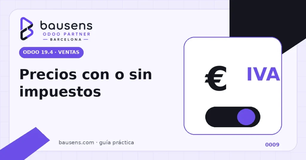 Selector de precios con impuestos incluidos o excluidos en Odoo 19.4